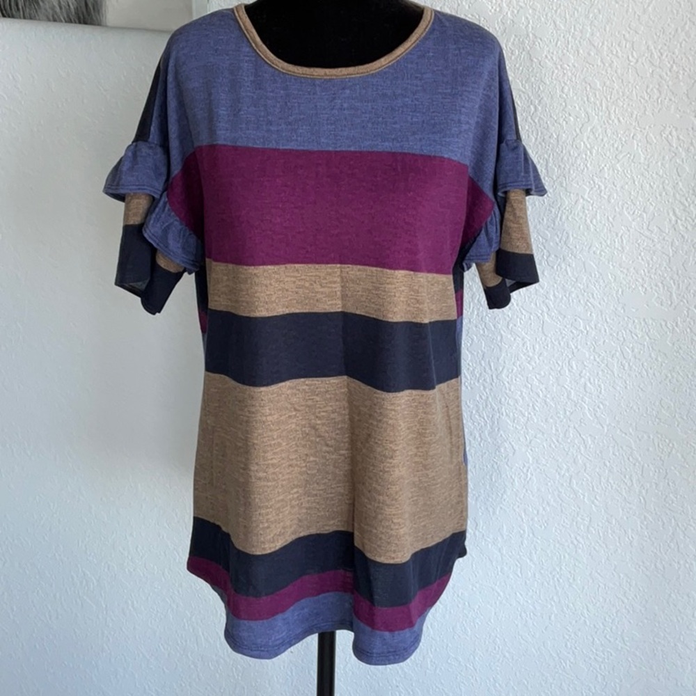 Stripped Ruffled Sweater